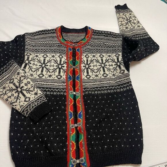 Vintage Nordic Wool Mohair Sweater Cardigan Size M/L/XL See Measurements - Picture 7 of 12